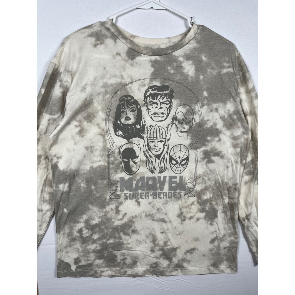 Marvel Super Heroes Shirt Boys 2X 16/18 Tie Dye Long Sleeve Graphic Tee  nwot
